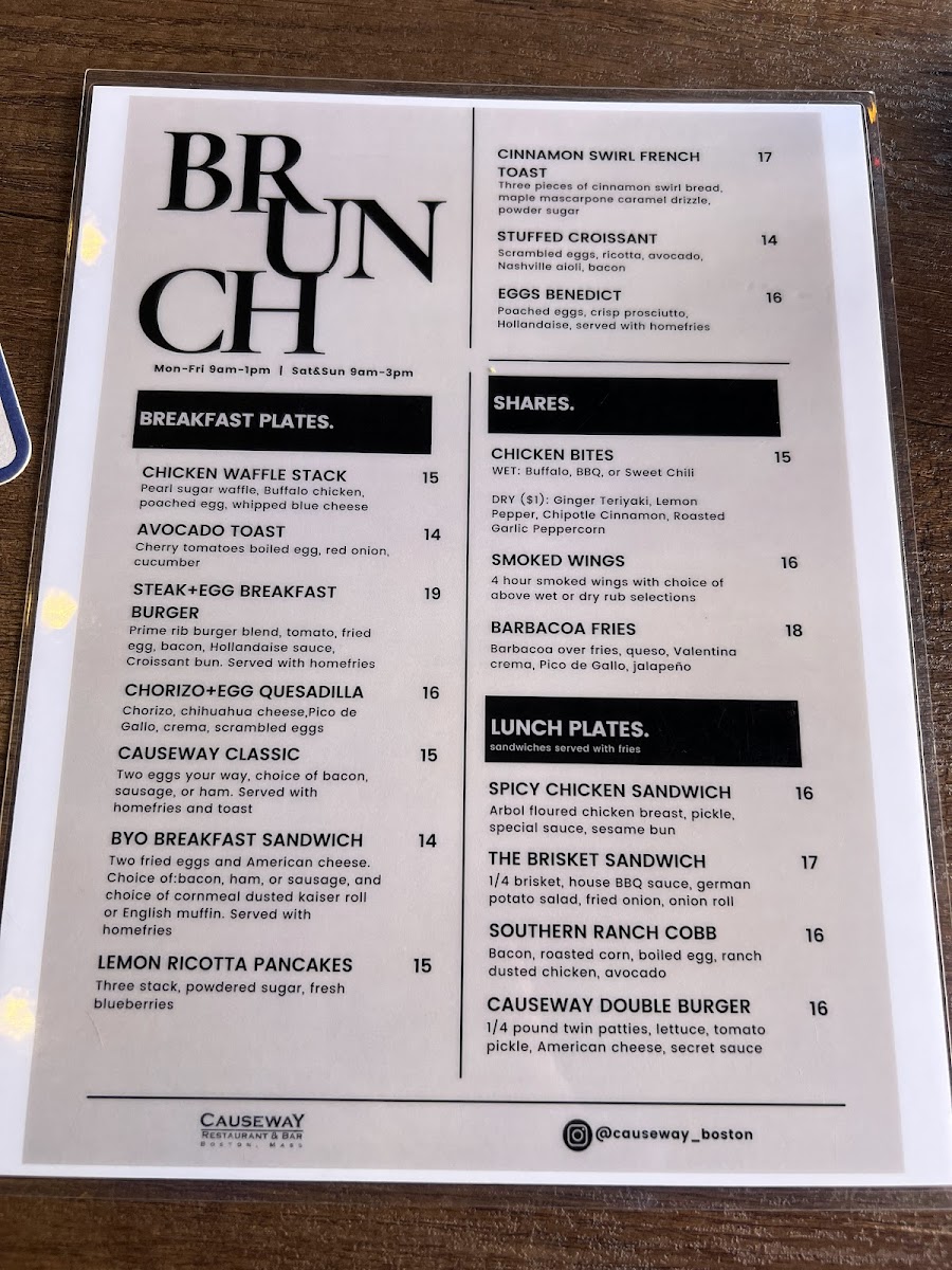 Causeway Boston Menu - Image 5